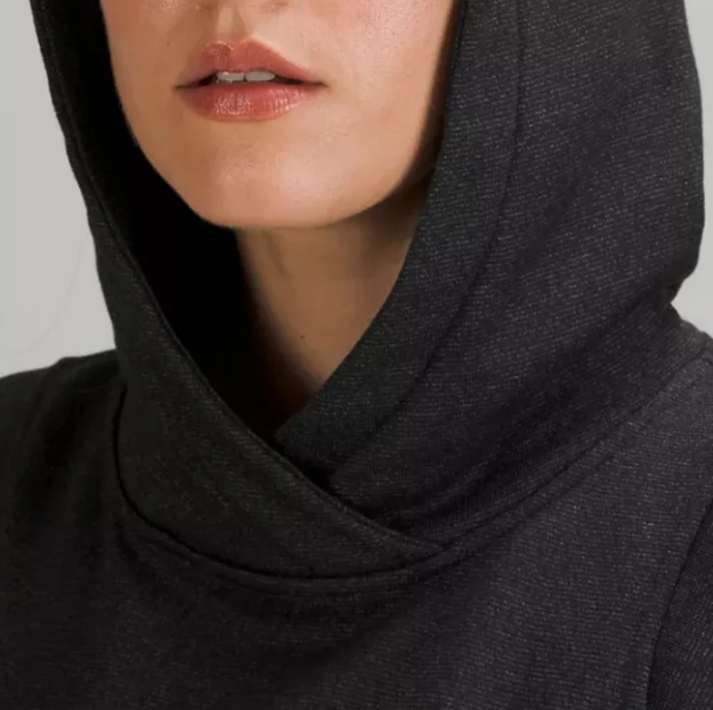 Lululemon Loungeful Cropped Hoodie Spark Black Gray Pullover Shirt